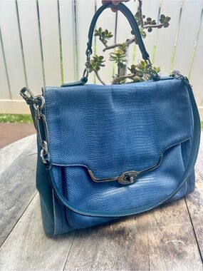 Coach Madison Lizard Embossed Tote Blue Bag